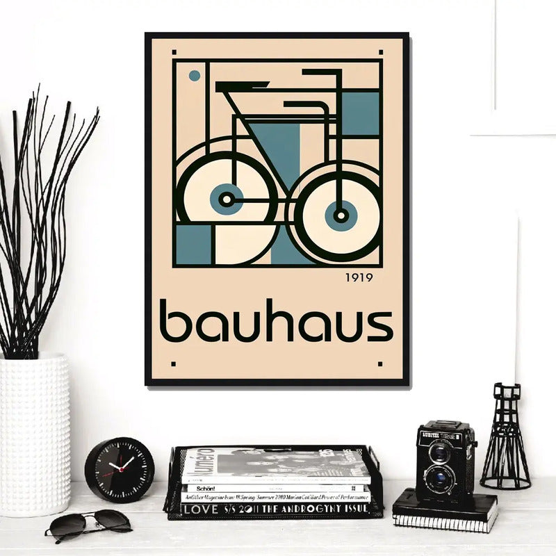 Cuadro Bauhaus Arte Objectos Formas Geometricas Colores Bicicleta 1919 Marco Negro