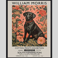 Cuadro Perro Flores William Morris Art & Craft 2 Exposición Marco Negro