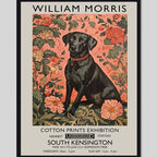 Cuadro Perro Flores William Morris Art & Craft 2 Exposición Marco Negro