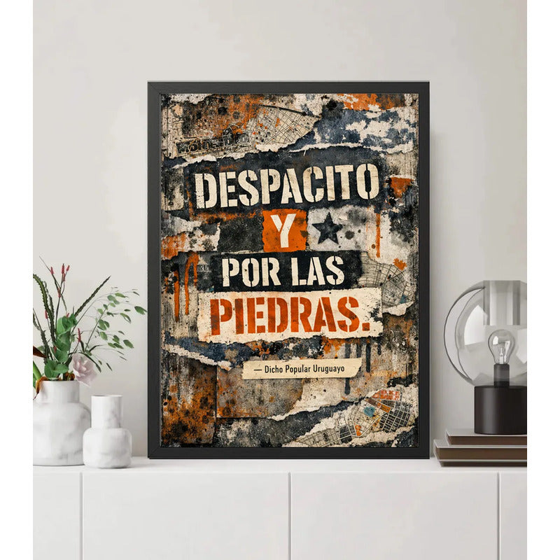Cuadro Frase Motivacional Coach Despacito Y Por Las Piedras Marco Negro