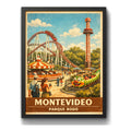 Cuadro Montevideo Parque Rodo Gusanito Manzana Retro Uruguay Marco Negro