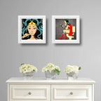 Set 2 Cuadros Mujer Maravilla Baño Superhéroe Comics Decor
