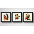 Set 3 Cuadros Indio Jefe Pop Art Vincha Tribal Decoracion
