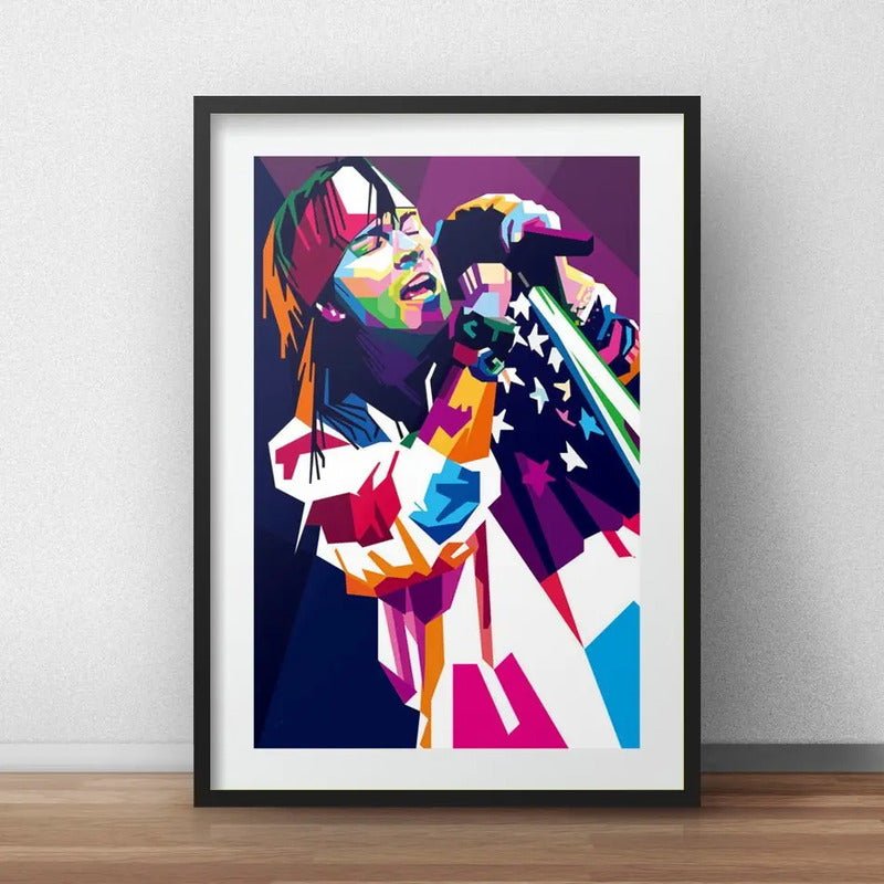 Cuadro Axl Rose Pop Art Guns N Roses Decoracion Con Paspartú Marco Negro
