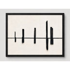 Cuadro Living Dormitorio Abstracto Minimalista Trazos Negros Marco Negro