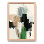Cuadro Dormitorio Living Boho Abstracto Urban Moss Beige Oak Marco Marrón Claro