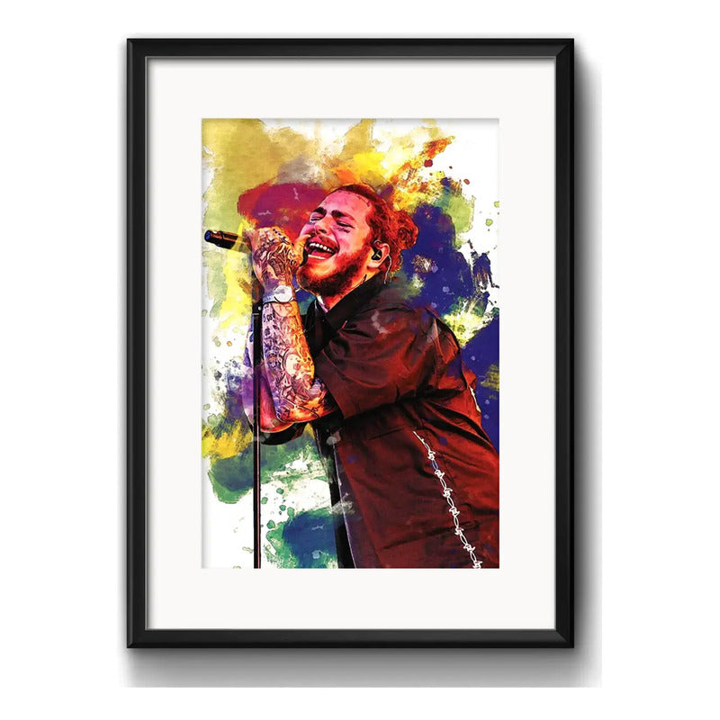 Cuadro Post Malone Colors Musica Decoracion Con Paspartú