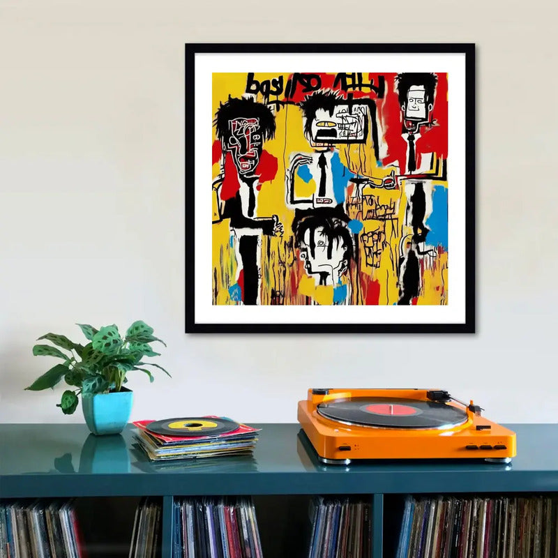 Cuadro Banksy Pulp Fiction Pelicula Arte Decoracion 33x33cm Marco Negro