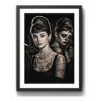 Cuadro Audrey Hepburn Tattoo Catrina Tatuaje Arte Retro Marco Negro
