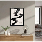 Cuadro Living Dormitorio Abstracto Black Minimalista Museo Marco Negro