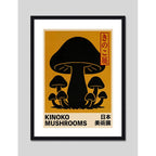 Cuadro Kinoko Cucumelo Hongos Arte Japones Decoracion Marco Negro