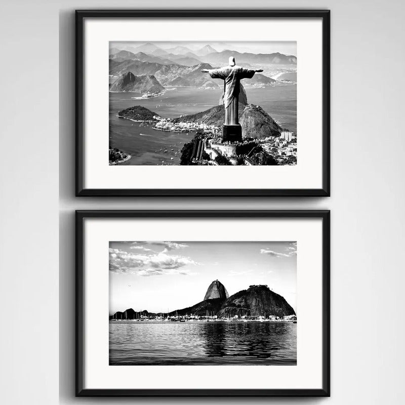 Set 2 Cuadros Rio De Janeiro Cristo Redentor Brasil Paspartú