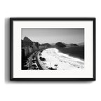 Cuadro Rio De Janeiro Blanco Y Negro B7 53x43cm Con Paspartú Playa De Copacabana Avenida Atlantica Con Marco Negro