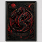 Cuadro Game Of Thrones Targaryen Dragón Serie Efecto 3d Marco Negro