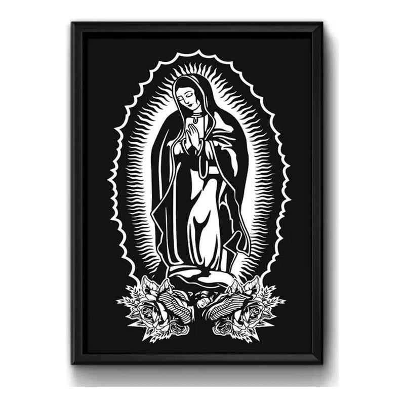 Cuadro Virgen De Guadalupe Blanco Y Negro Tattoo Decoracion