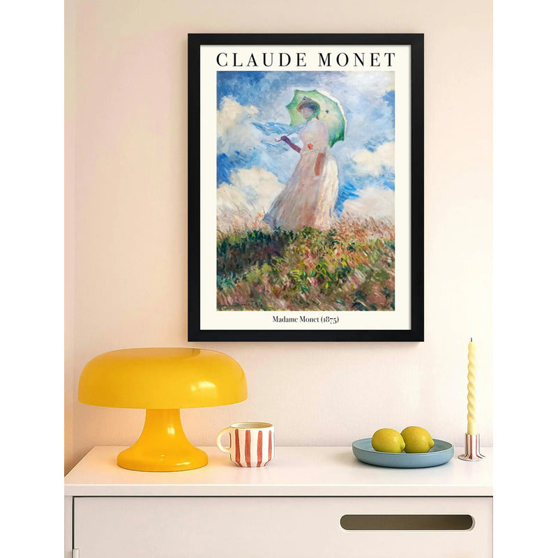 Cuadro Dormitorio Living Monet Mujer Con Sombrilla El Paseo Marco Negro
