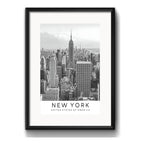Cuadro New York Blanco Negro Foto B1 53x43cm Con Paspartú Marco Negro