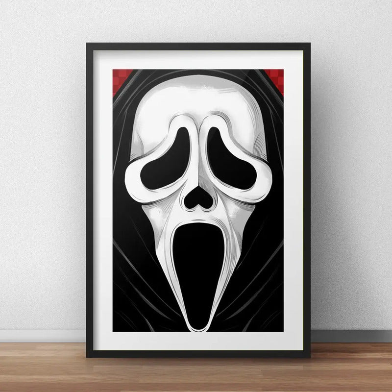 Cuadro Ghostface Pop Art Scream Terror Pelicula Con Paspartú Marco Negro