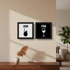 Set 2 Cuadros Am Pm Mate Vino Cocina Living Decoracion