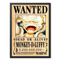 Cuadro Luffy One Piece Wanted Monkey Anime Mangá 53x43cm Marco Negro