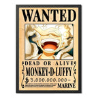 Cuadro Luffy One Piece Wanted Monkey Anime Mangá 53x43cm Marco Negro