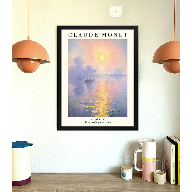Cuadro Dormitorio Living Claude Monet Bruma De Lavanda Arte Marco Negro