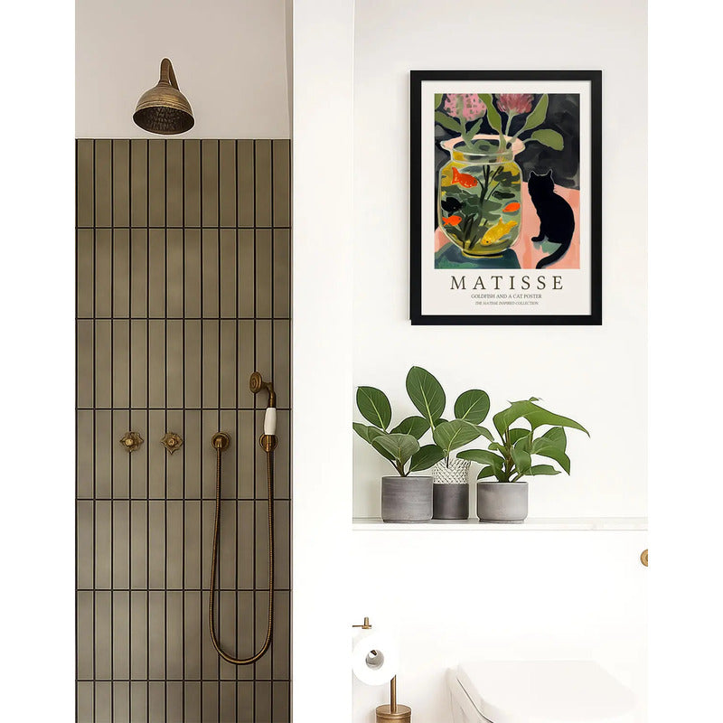 Cuadro Dormitorio Living Matisse Gato Pez Dorado Exposicion Marco Negro