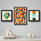 Set 3 Cuadros Geometrico Escandinavo Abstracto Decoracion B4
