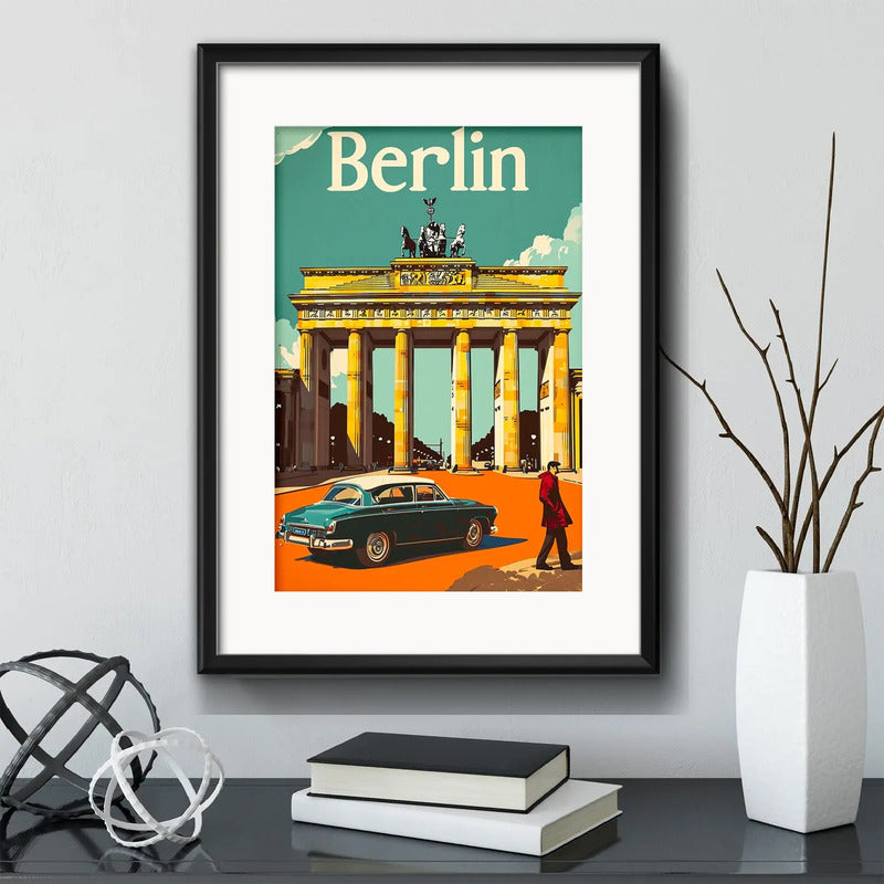 Cuadro Berlin Alemania Puerta De Brandeburgo Con Paspartú Marco Negro