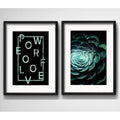 Set 2 Cuadros Suculenta Love Frase Arte Decoracion Paspartú