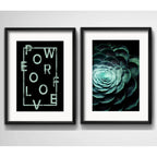 Set 2 Cuadros Suculenta Love Frase Arte Decoracion Paspartú