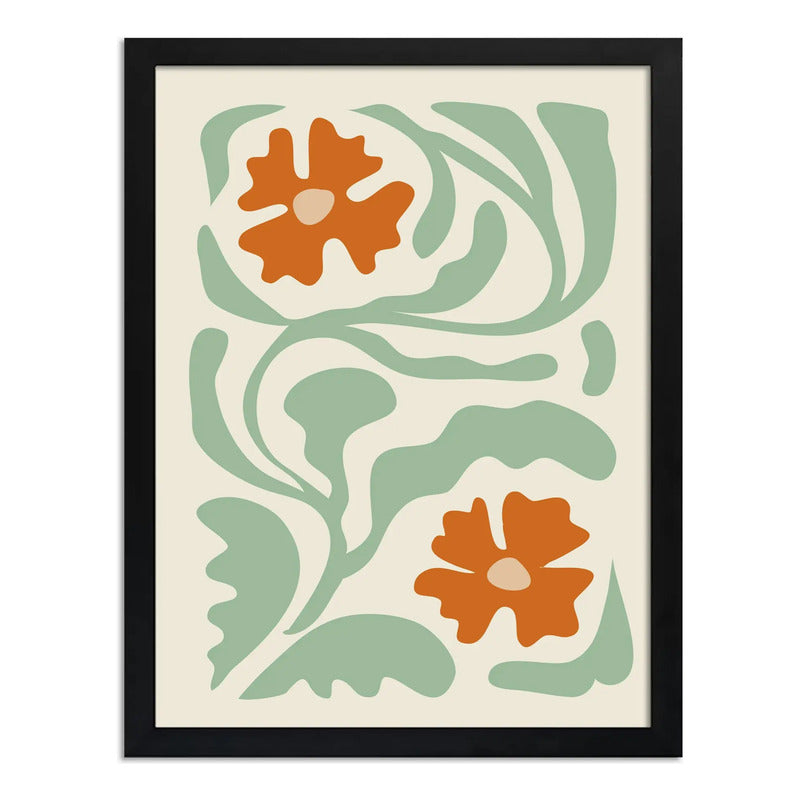 Cuadro Boho Botanico Flores Plantas Abstracto Tonos Nude Flores Boho 1 Negro