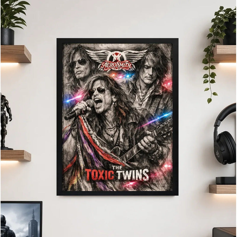 Cuadro Aerosmith Toxic Twins Steven Tyler Banda Arte Rock Marco Negro