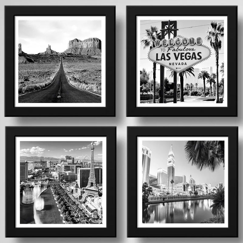 Set 4 Cuadros Las Vegas Nevada Casino Paisajes Decoracion