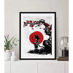 Cuadro Goku Dragon Ball Saiyajin Sol Sakura Japon Arte Anime Marco Negro