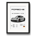 Cuadro Autos Y Camionetas Modelos Marcas Arte Con Paspartu Porsche Carrera 911 4 Gts Con Marco Negro