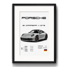 Cuadro Autos Y Camionetas Modelos Marcas Arte Con Paspartu Porsche Carrera 911 4 Gts Con Marco Negro