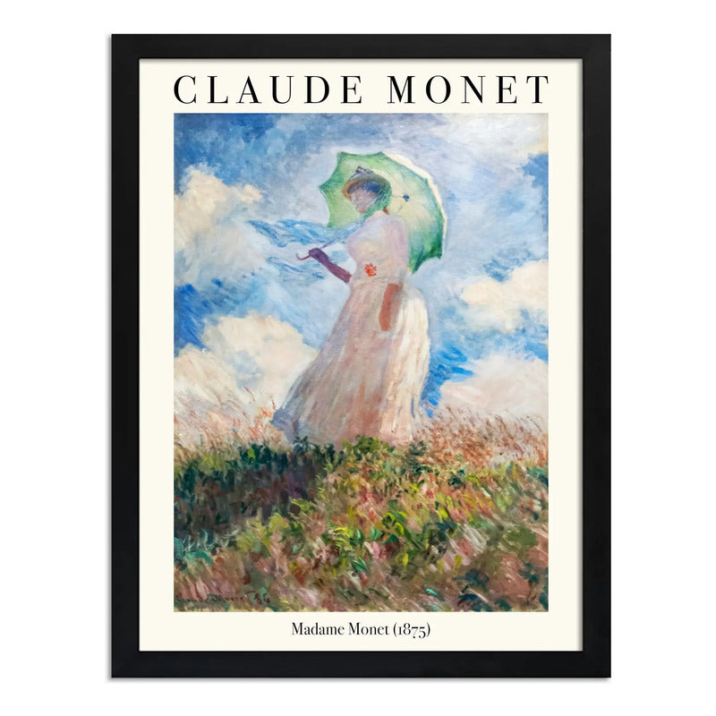 Cuadro Dormitorio Living Monet Mujer Con Sombrilla El Paseo Marco Negro
