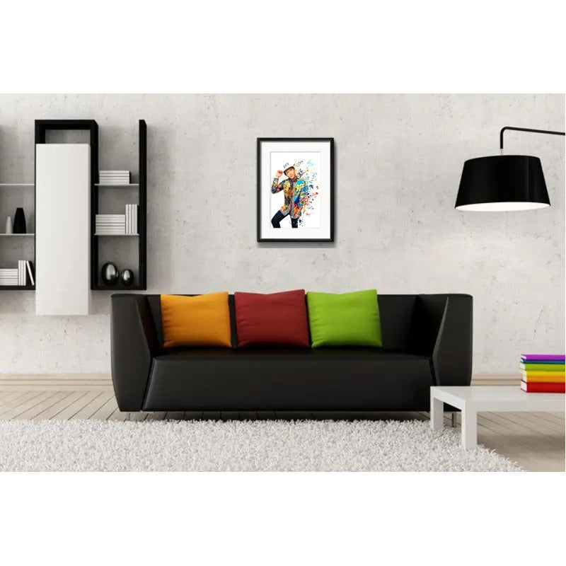 Cuadro Bruno Mars Colors Musica Decoracion Con Paspartú Marco Negro