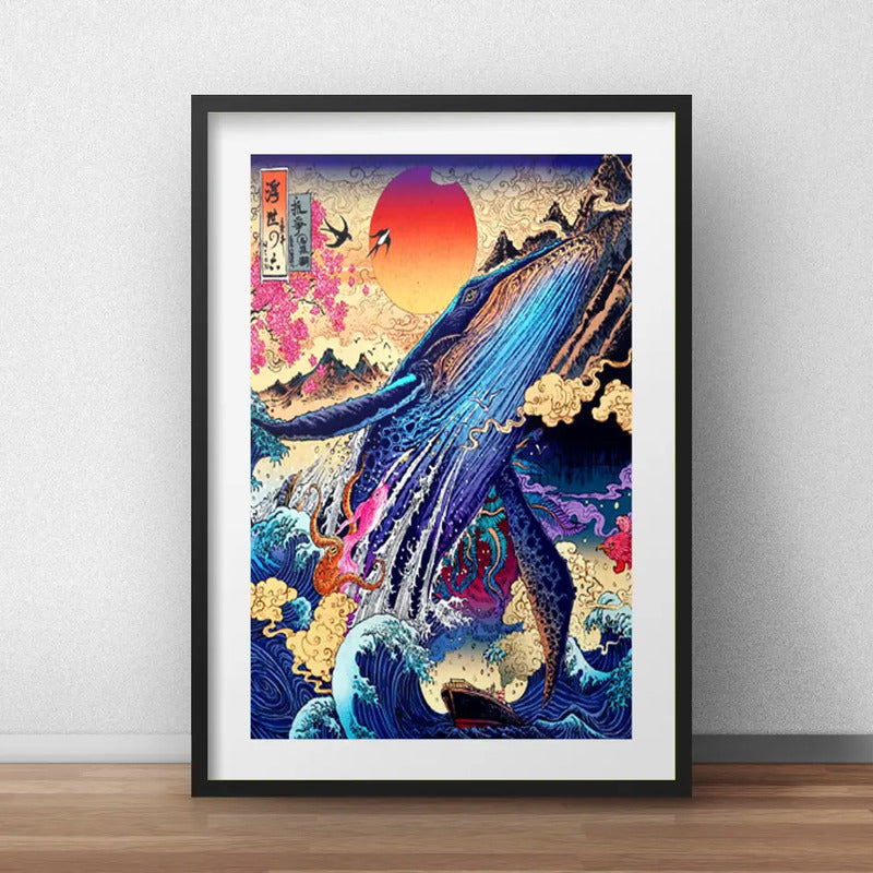 Cuadro Ballena Japón Arte Japonés Decoracion Con Paspartú