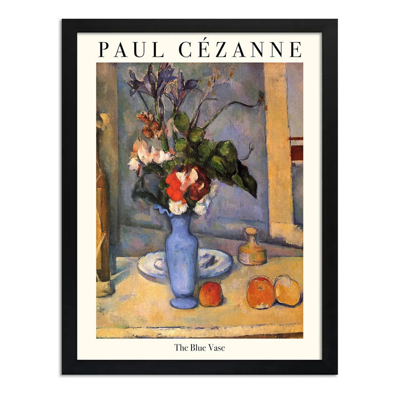 Cuadro Dormitorio Living Paul Cézanne El Jarrón Azul Flores Marco Negro