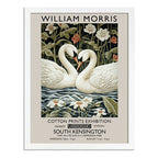 Cuadro Cisnes Amor William Morris Arte Flores Botanico Marco Blanco