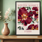 Cuadro Dormitorio Living Winter Market Paris Flores Arte Marco Negro