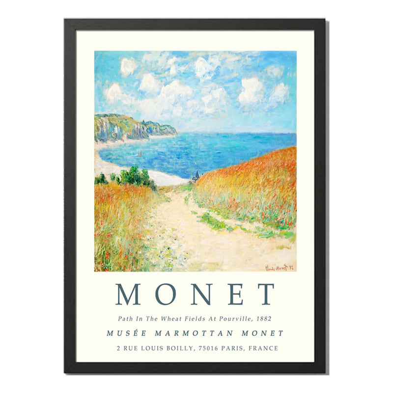 Cuadro Dormitorio Living Claude Monet Campos Trigo Pourville Marco Negro