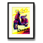 Cuadro Vespa Pop Art Lambretta Retro Motoclub Con Paspartu Marco Negro