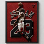 Cuadro Michael Jordan Basket Deportes Jersey 23 Efecto 3d Marco Negro