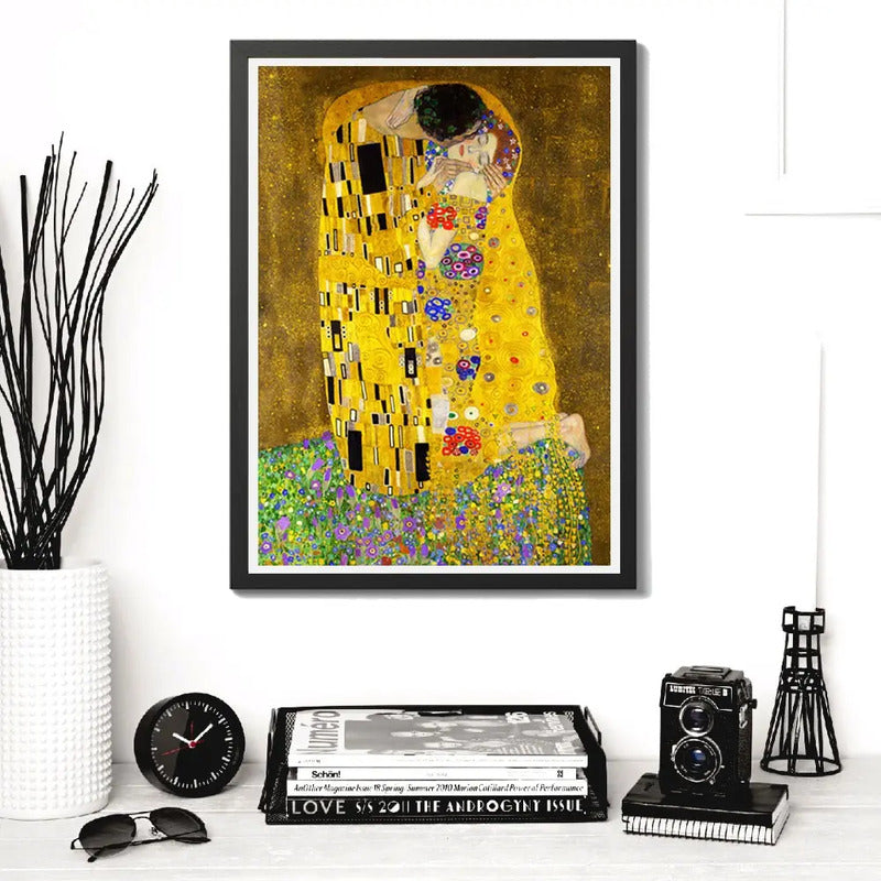 Cuadro Para Living Cocina Estudio Decoracion Moderna Colores Gustav Klimt Beso Colors Joy Con Marco Negro