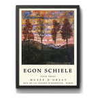 Cuadro Dormitorio Living Egon Schiele Abstracto 4 Arboles Marco Negro