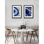 Set 2 Cuadros Agata Lapislazuli Abstracto Azul Con Paspartu 53x43cm Cada Cuadro Negro