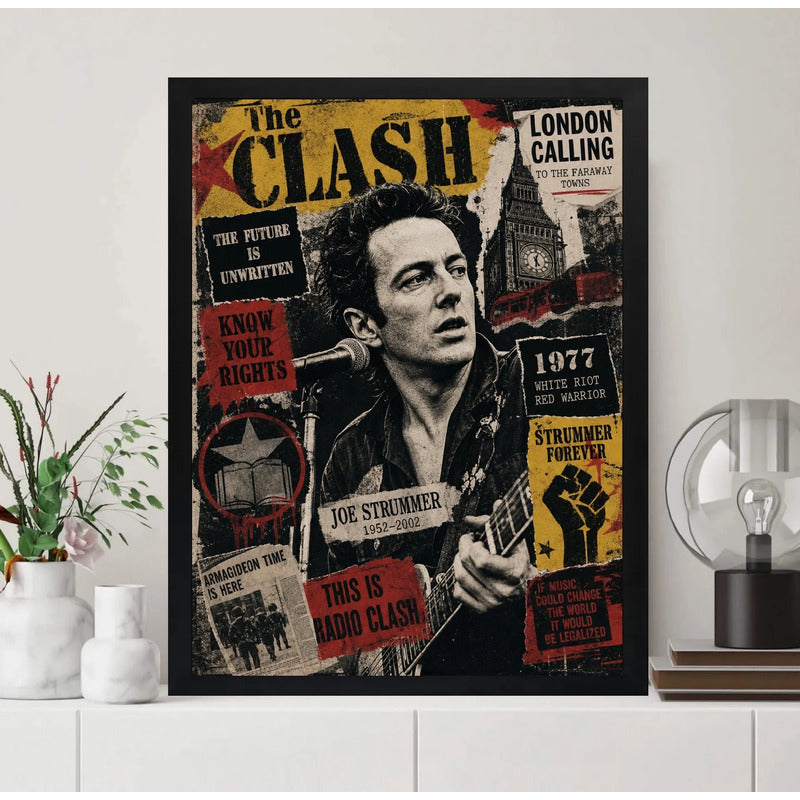 Cuadro The Clash Joe Strummer Forever Punk Rock Arte Vintage Marco Negro